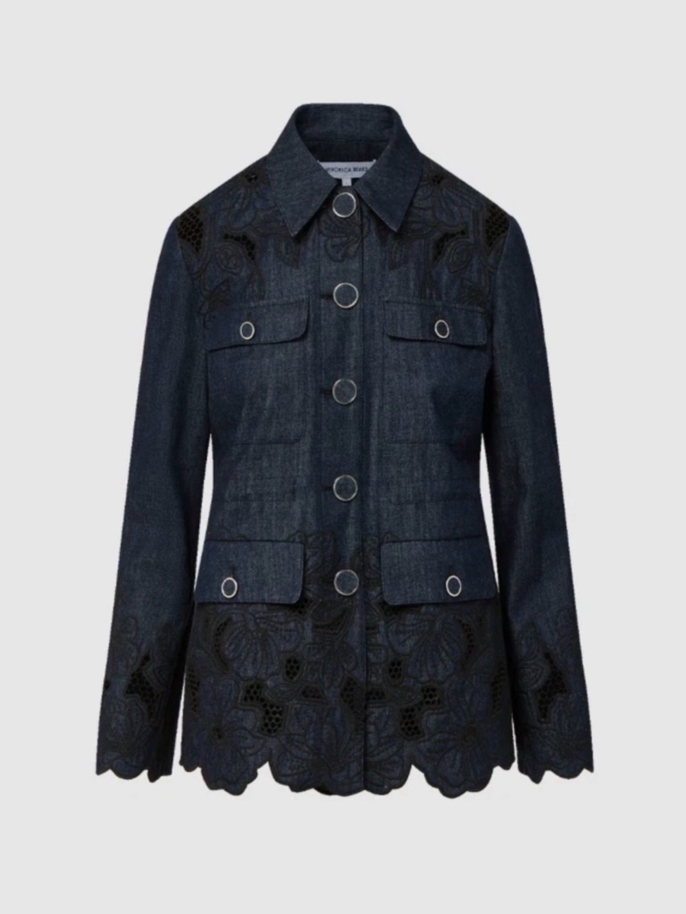 VERONICA BEARD Kiki Eyelet Jacket Indigo Rinse, Sz 12 - Picture 2 of 6
